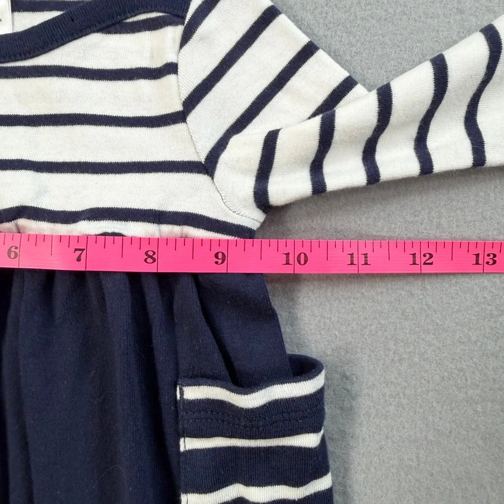 Hanna Andersson Nautical Dress Baby 3-6M Blue Striped Organic Cotton Pockets